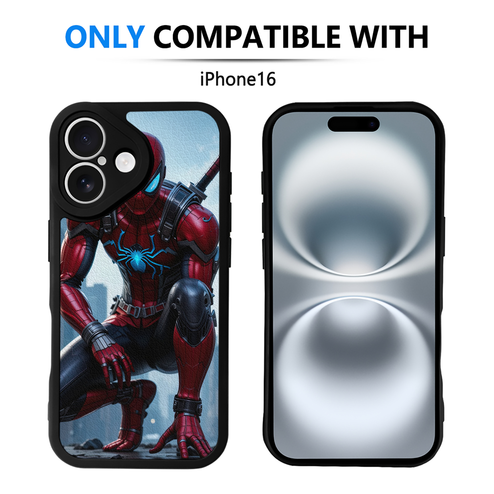 （画像用） Spider Man スパイダーマン 【iPhone 16シリーズ対応】シリコンスマホケース（レザー調） 材質：シリコン